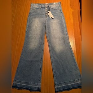 Womens Light Blue High Waisted Wide Leg Jeans